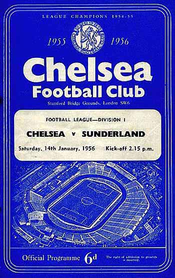 programme cover for Chelsea v Sunderland, Saturday, 14th Jan 1956