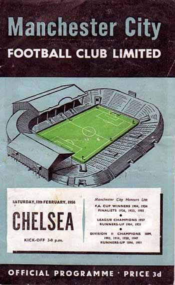 programme cover for Manchester City v Chelsea, Saturday, 11th Feb 1956
