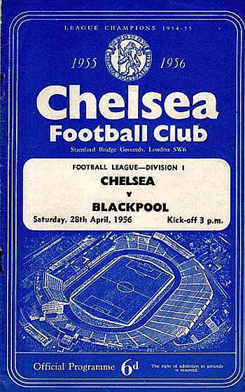 programme cover for Chelsea v Blackpool, Saturday, 28th Apr 1956