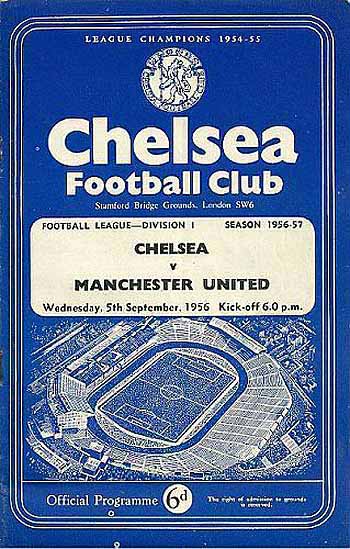 programme cover for Chelsea v Manchester United, Wednesday, 5th Sep 1956