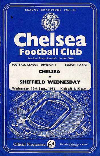programme cover for Chelsea v Sheffield Wednesday, Wednesday, 19th Sep 1956