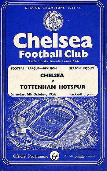 programme cover for Chelsea v Tottenham Hotspur, Saturday, 6th Oct 1956
