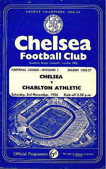 programme cover for Chelsea v Charlton Athletic, Saturday, 3rd Nov 1956
