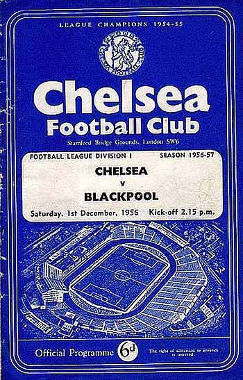programme cover for Chelsea v Blackpool, Saturday, 1st Dec 1956