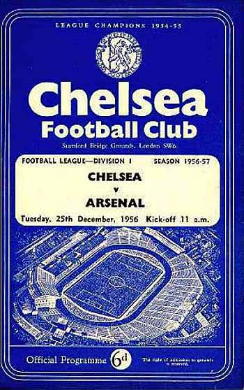 programme cover for Chelsea v Arsenal, Tuesday, 25th Dec 1956