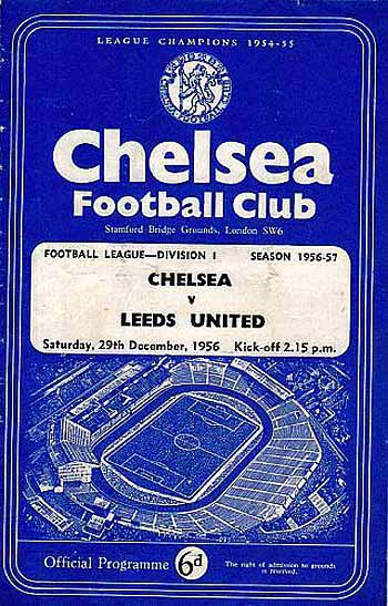 programme cover for Chelsea v Leeds United, Saturday, 29th Dec 1956