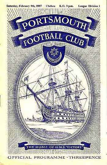 programme cover for Portsmouth v Chelsea, Saturday, 9th Feb 1957