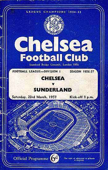 programme cover for Chelsea v Sunderland, Saturday, 23rd Mar 1957