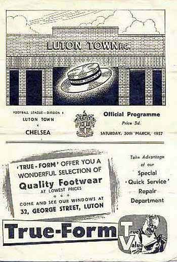 programme cover for Luton Town v Chelsea, Saturday, 30th Mar 1957