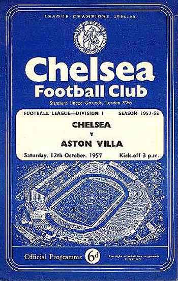 programme cover for Chelsea v Aston Villa, 12th Oct 1957