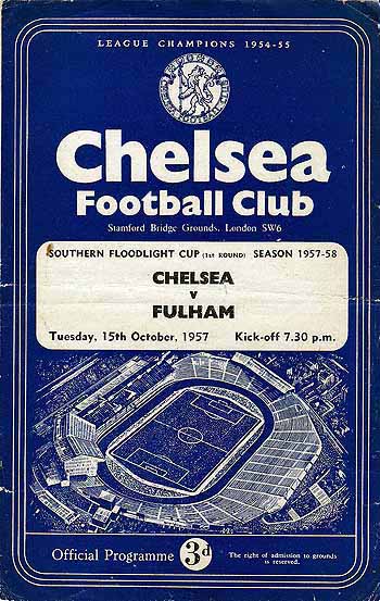 programme cover for Chelsea v Fulham, 15th Oct 1957