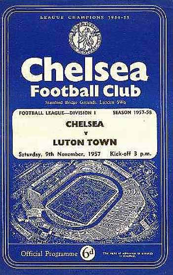 programme cover for Chelsea v Luton Town, Saturday, 9th Nov 1957