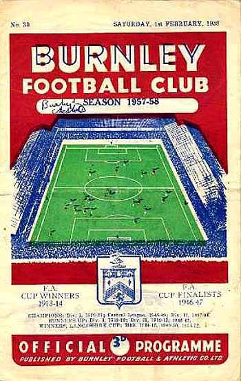 programme cover for Burnley v Chelsea, Saturday, 1st Feb 1958
