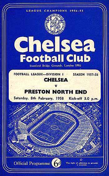 programme cover for Chelsea v Preston North End, Saturday, 8th Feb 1958