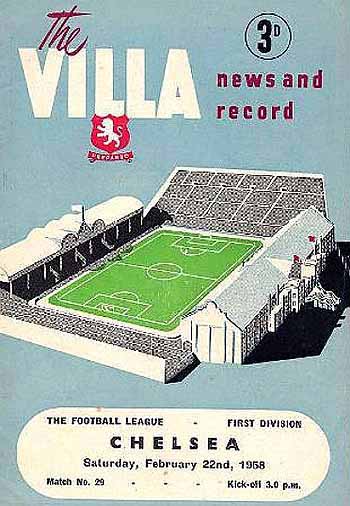 programme cover for Aston Villa v Chelsea, Saturday, 22nd Feb 1958