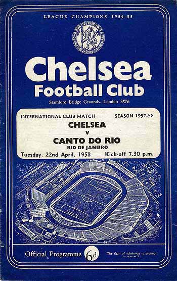 programme cover for Chelsea v Conto do Rio, 22nd Apr 1958