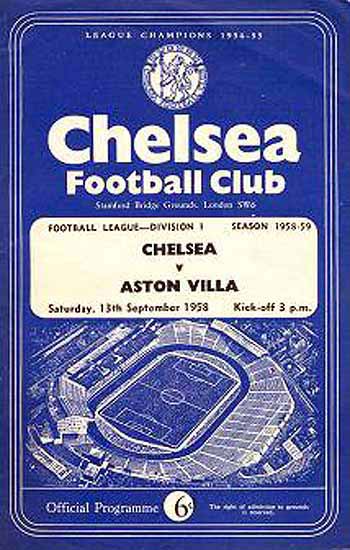 programme cover for Chelsea v Aston Villa, Saturday, 13th Sep 1958