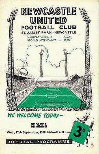programme cover for Newcastle United v Chelsea, Wednesday, 17th Sep 1958