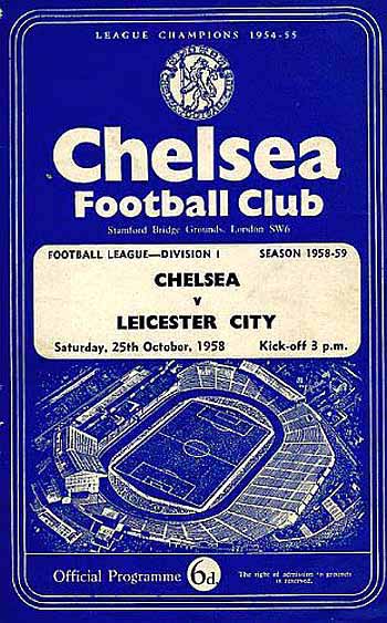 programme cover for Chelsea v Leicester City, Saturday, 25th Oct 1958