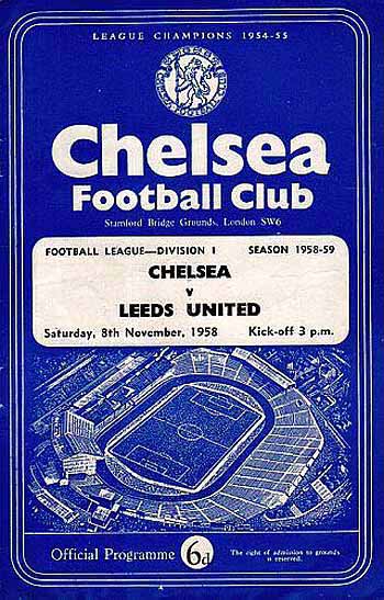 programme cover for Chelsea v Leeds United, Saturday, 8th Nov 1958