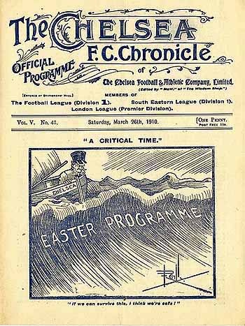 programme cover for Chelsea v Manchester United, 26th Mar 1910