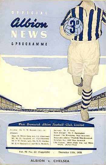 programme cover for West Bromwich Albion v Chelsea, Saturday, 13th Dec 1958