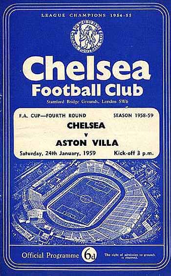 programme cover for Chelsea v Aston Villa, Saturday, 24th Jan 1959
