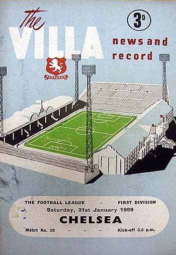 programme cover for Aston Villa v Chelsea, Saturday, 31st Jan 1959