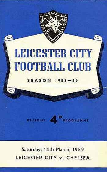 programme cover for Leicester City v Chelsea, Saturday, 14th Mar 1959