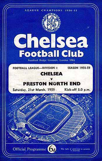 programme cover for Chelsea v Preston North End, Saturday, 21st Mar 1959