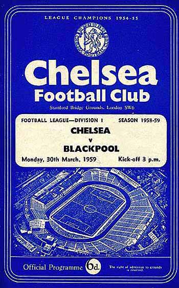 programme cover for Chelsea v Blackpool, Monday, 30th Mar 1959