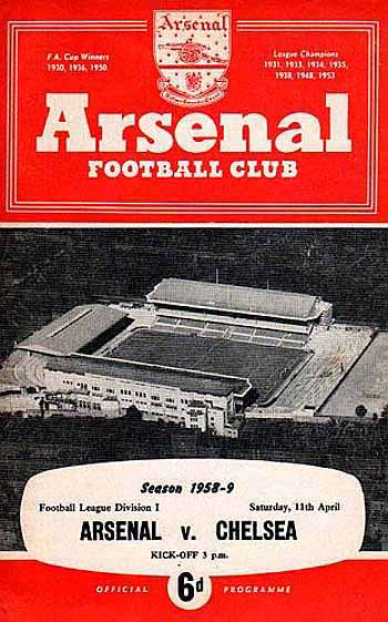 programme cover for Arsenal v Chelsea, Saturday, 11th Apr 1959