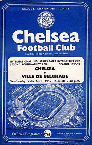 programme cover for Chelsea v Ville De Belgrade, Wednesday, 29th Apr 1959