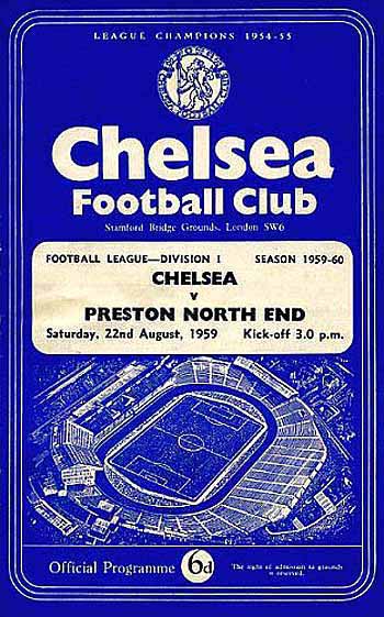 programme cover for Chelsea v Preston North End, Saturday, 22nd Aug 1959