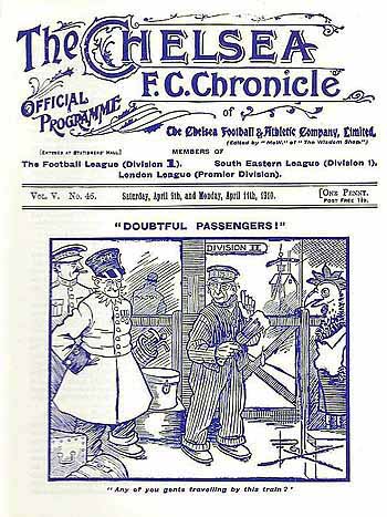 programme cover for Chelsea v The Wednesday, Saturday, 9th Apr 1910