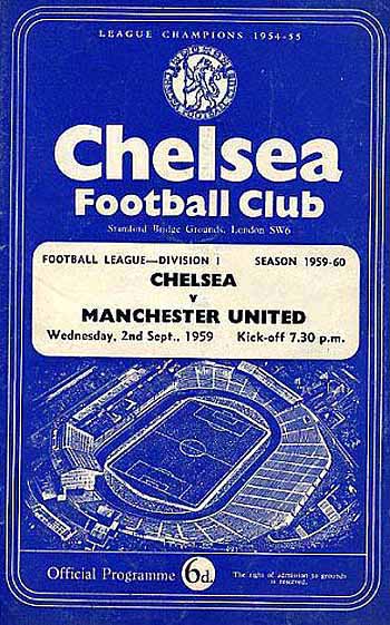 programme cover for Chelsea v Manchester United, Wednesday, 2nd Sep 1959