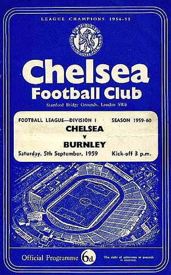 programme cover for Chelsea v Burnley, Saturday, 5th Sep 1959