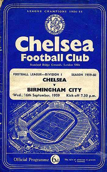 programme cover for Chelsea v Birmingham City, Wednesday, 16th Sep 1959
