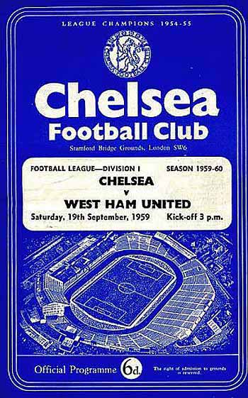 programme cover for Chelsea v West Ham United, Saturday, 19th Sep 1959