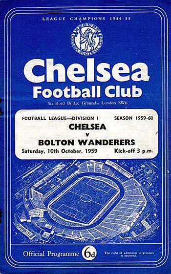 programme cover for Chelsea v Bolton Wanderers, Saturday, 10th Oct 1959