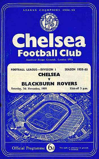 programme cover for Chelsea v Blackburn Rovers, Saturday, 7th Nov 1959