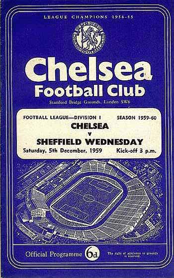 programme cover for Chelsea v Sheffield Wednesday, Saturday, 5th Dec 1959