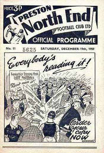 programme cover for Preston North End v Chelsea, Saturday, 19th Dec 1959