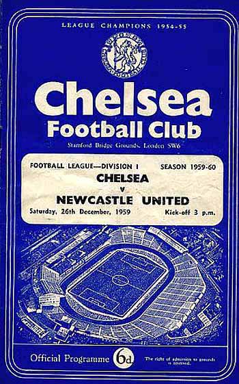 programme cover for Chelsea v Newcastle United, Saturday, 26th Dec 1959