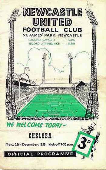 programme cover for Newcastle United v Chelsea, Monday, 28th Dec 1959
