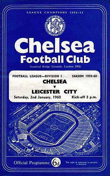 programme cover for Chelsea v Leicester City, Saturday, 2nd Jan 1960