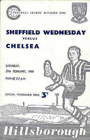programme cover for Sheffield Wednesday v Chelsea, Saturday, 27th Feb 1960