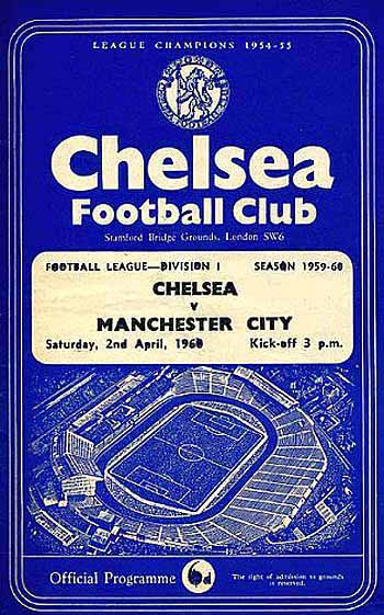 programme cover for Chelsea v Manchester City, Saturday, 2nd Apr 1960
