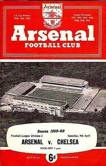 programme cover for Arsenal v Chelsea, Saturday, 9th Apr 1960
