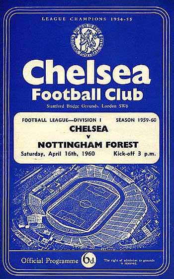 programme cover for Chelsea v Nottingham Forest, Saturday, 16th Apr 1960
